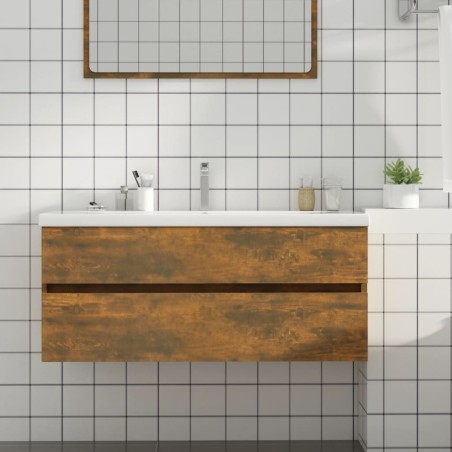 vidaXL Waschbeckenschrank Räuchereiche 100x38,5x45 cm Holzwerkstoff