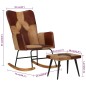 vidaXL Schaukelstuhl mit Hocker Braun Echtleder und Canvas vidaXL Schaukelstuhl mit Hocker Braun Echtleder und Canvas