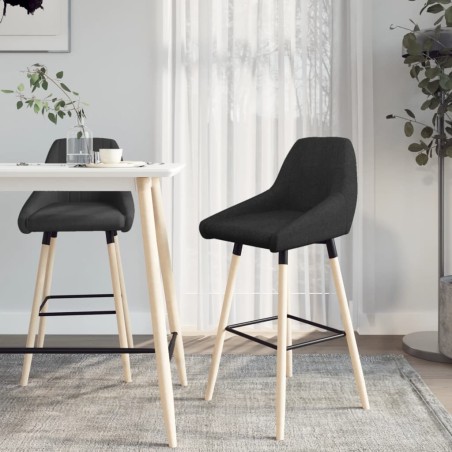 Barhocker 2 Stk. Schwarz Stoff