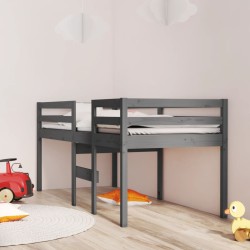 vidaXL Hochbett Grau 80x200 cm Massivholz Kiefer