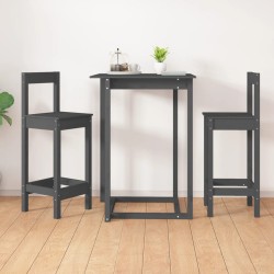 vidaXL Barstühle 2 Stk. Grau 40x41,5x112 cm Massivholz Kiefer