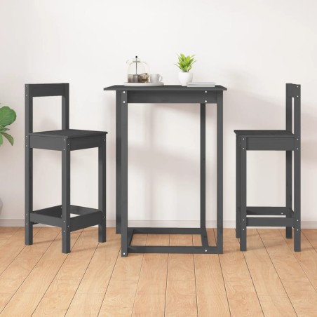vidaXL Barstühle 2 Stk. Grau 40x41,5x112 cm Massivholz Kiefer