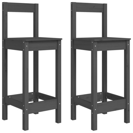 vidaXL Barstühle 2 Stk. Grau 40x41,5x112 cm Massivholz Kiefer