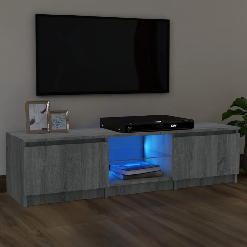vidaXL TV-Schrank mit LED-Leuchten Grau Sonoma 140x40x35,5 cm vidaXL TV-Schrank mit LED-Leuchten Grau Sonoma 140x40x35,5 cm