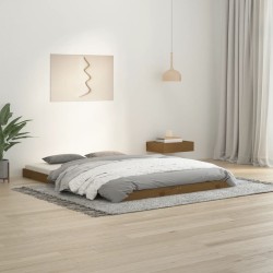 vidaXL Massivholzbett Honigbraun 135x190 cm Kiefer