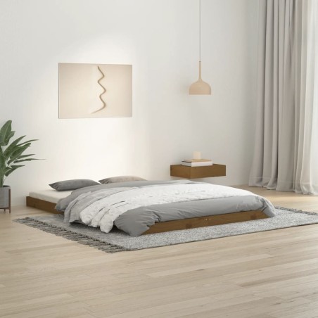 vidaXL Massivholzbett Honigbraun 135x190 cm Kiefer