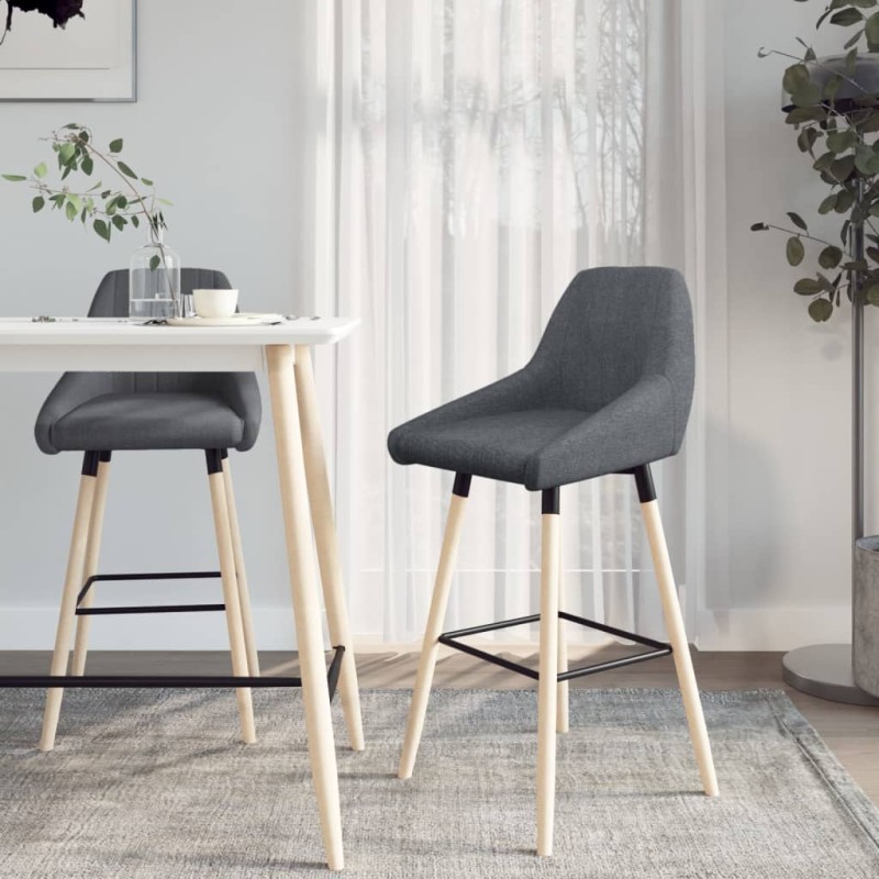 vidaXL Barhocker 2 Stk. Dunkelgrau Stoff vidaXL Barhocker 2 Stk. Dunkelgrau Stoff