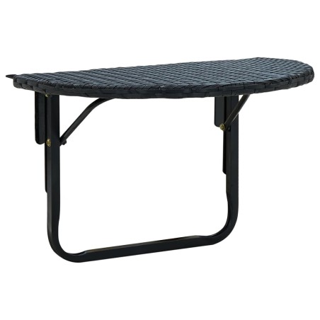 vidaXL Balkontisch 60x60x32 cm Schwarz Poly Rattan