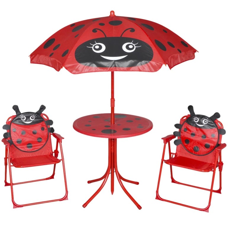 vidaXL 3-tlg. Garten-Bistro-Set für Kinder mit Sonnenschirm Rot vidaXL 3-tlg. Garten-Bistro-Set für Kinder mit Sonnenschirm Rot
