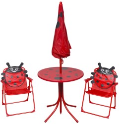 vidaXL 3-tlg. Garten-Bistro-Set für Kinder mit Sonnenschirm Rot