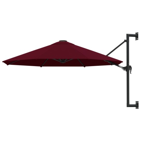 vidaXL Sonnenschirm Wandmontage mit Metallmast 300 cm Burgunderrot