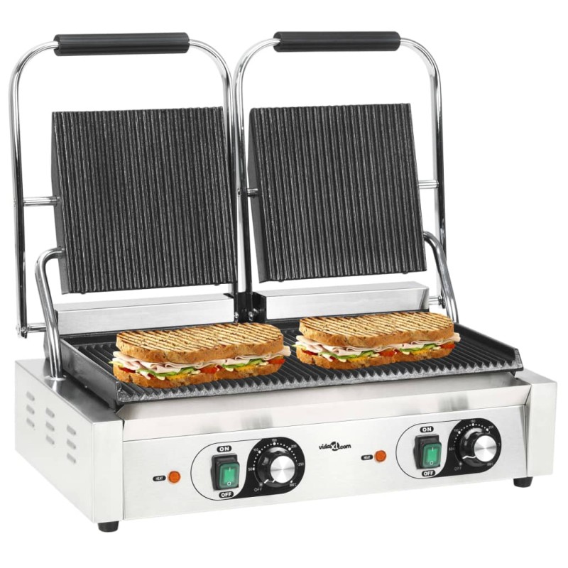 vidaXL Doppelter Gerillter Panini-Grill 3600 W 57x30,5x20 cm vidaXL Doppelter Gerillter Panini-Grill 3600 W 57x30,5x20 cm