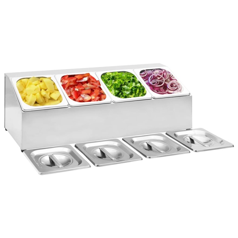 vidaXL Gastronorm-Ständer mit 4 GN 1/6 Behältern Edelstahl vidaXL Gastronorm-Ständer mit 4 GN 1/6 Behältern Edelstahl