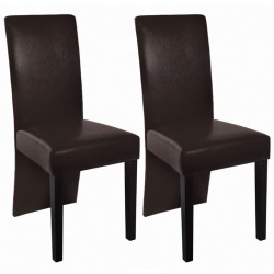 vidaXL Esszimmerstühle 2 Stk. Dunkelbraun Kunstleder 