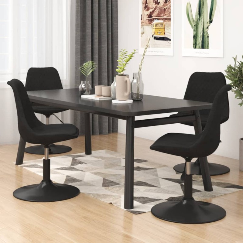 Esszimmerstühle 4 Stk. Drehbar Schwarz Samt Esszimmerstühle 4 Stk. Drehbar Schwarz Samt