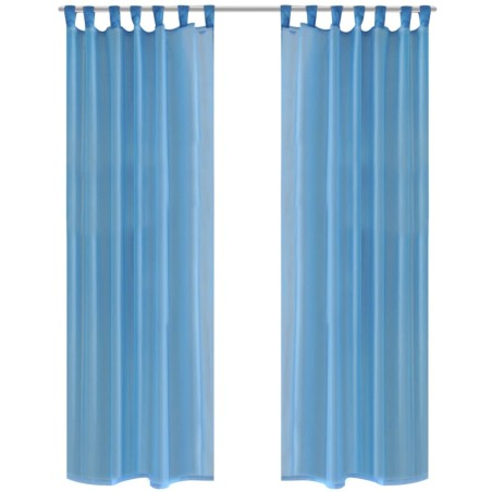 2 x Transparente Gardine Fertiggardine 140 x 175 cm türkis
