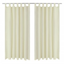 Vorhänge Gardinen aus Satin 2-teilig 140 x 225 cm Creme