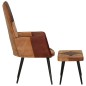 Sessel mit Hocker Braun Echtleder und Canvas Sessel mit Hocker Braun Echtleder und Canvas