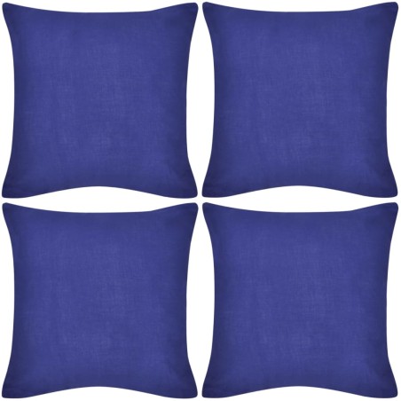 4 Blau Kissenbezüge Weiß Baumwolle 40 x 40 cm