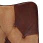 Sessel mit Hocker Braun Echtleder und Canvas Sessel mit Hocker Braun Echtleder und Canvas