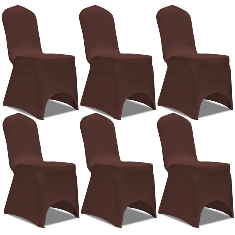 vidaXL Stretch Stuhlbezug 6 Stück Braun vidaXL Stretch Stuhlbezug 6 Stück Braun