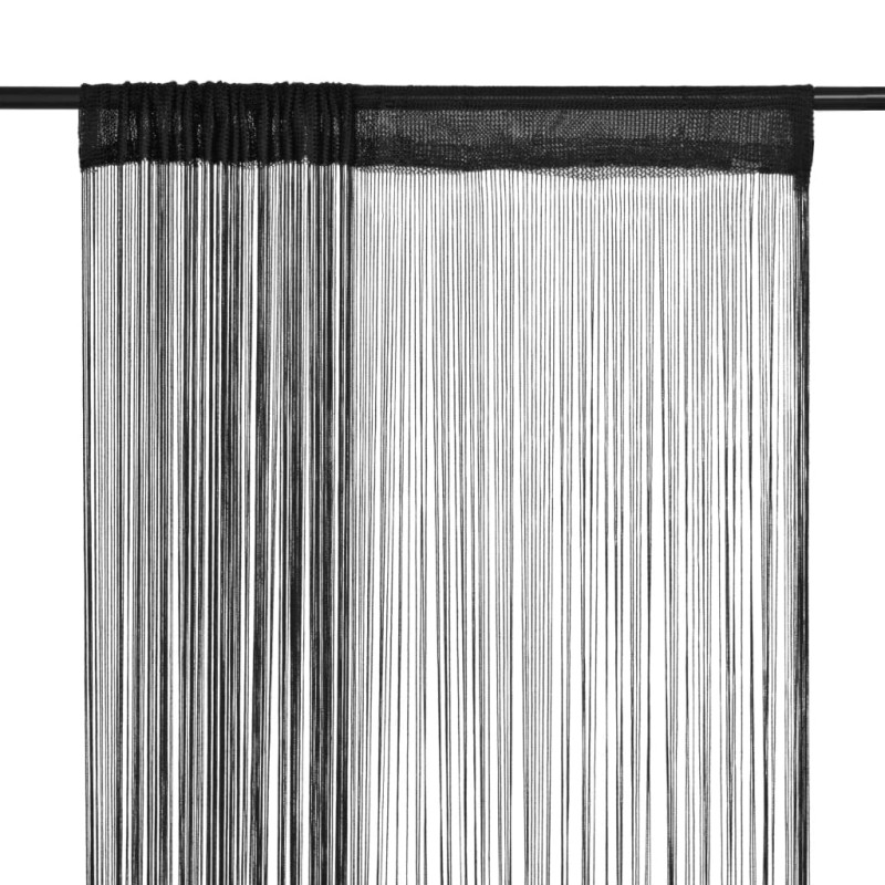 vidaXL Fadenvorhänge 2 Stk. 140 x 250 cm Schwarz vidaXL Fadenvorhänge 2 Stk. 140 x 250 cm Schwarz