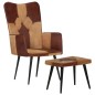 Sessel mit Hocker Braun Echtleder und Canvas Sessel mit Hocker Braun Echtleder und Canvas