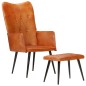 Ohrensessel mit Hocker Hellbraun Echtleder Ohrensessel mit Hocker Hellbraun Echtleder