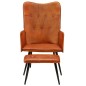 Ohrensessel mit Hocker Hellbraun Echtleder Ohrensessel mit Hocker Hellbraun Echtleder