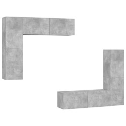 vidaXL 4-tlg. TV-Schrank-Set Betongrau Holzwerkstoff