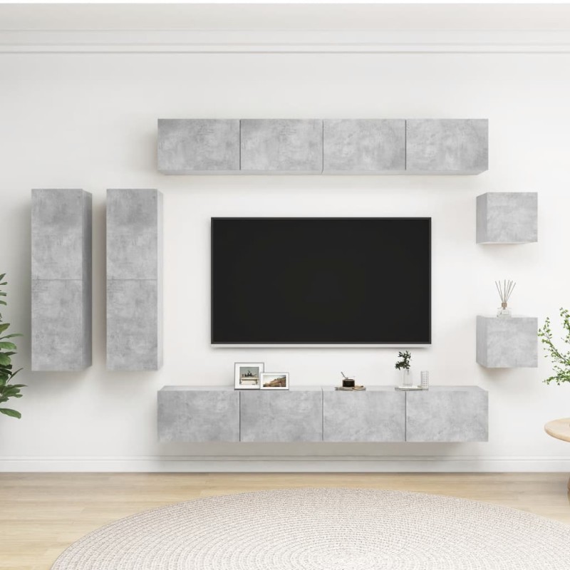 vidaXL 8-tlg. TV-Schrank-Set Betongrau Holzwerkstoff vidaXL 8-tlg. TV-Schrank-Set Betongrau Holzwerkstoff