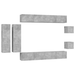 vidaXL 8-tlg. TV-Schrank-Set Betongrau Holzwerkstoff