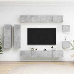 vidaXL 8-tlg. TV-Schrank-Set Betongrau Holzwerkstoff