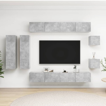 vidaXL 8-tlg. TV-Schrank-Set Betongrau Holzwerkstoff