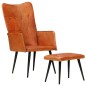 Ohrensessel mit Hocker Hellbraun Echtleder Ohrensessel mit Hocker Hellbraun Echtleder