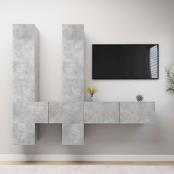 vidaXL 6-tlg. TV-Schrank-Set Betongrau Holzwerkstoff