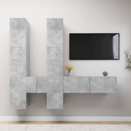 vidaXL 6-tlg. TV-Schrank-Set Betongrau Holzwerkstoff