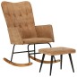 Schaukelstuhl mit Hocker Braun Vintage Canvas Schaukelstuhl mit Hocker Braun Vintage Canvas
