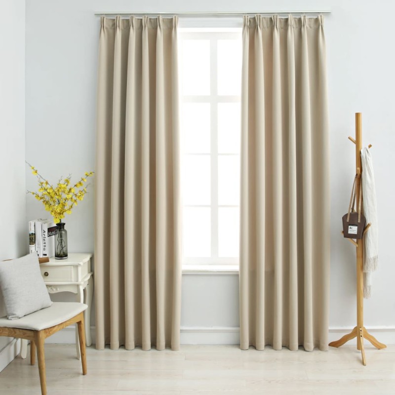 vidaXL Verdunkelungsvorhänge mit Haken 2 Stk. Beige 140x225cm vidaXL Verdunkelungsvorhänge mit Haken 2 Stk. Beige 140x225cm