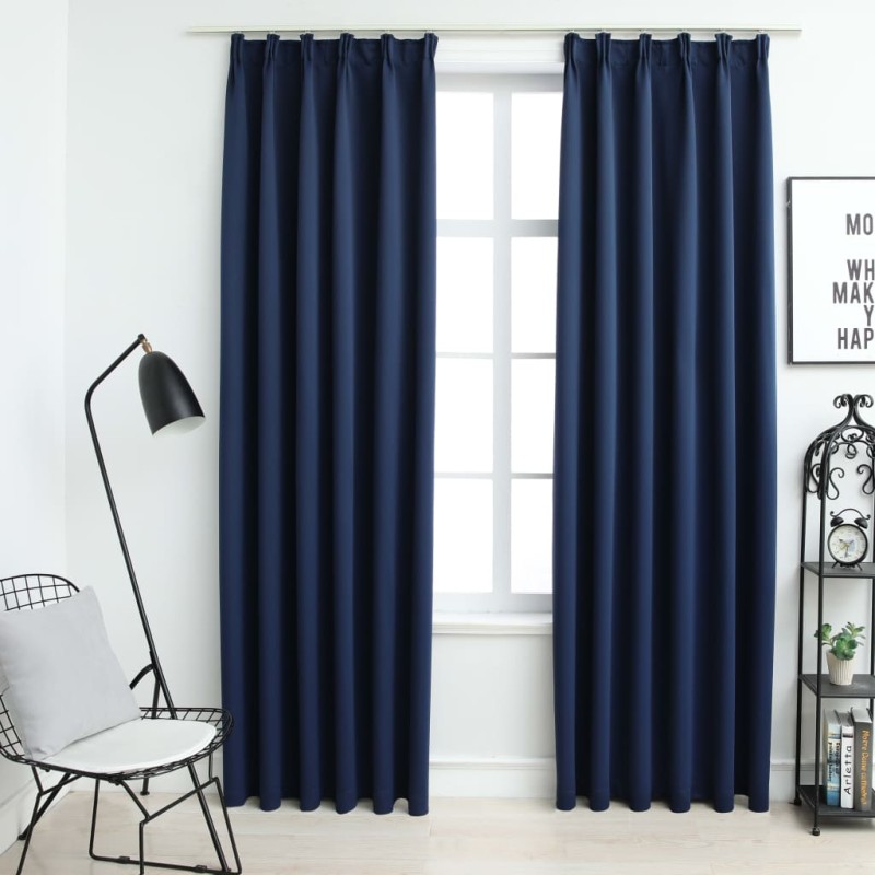 vidaXL Verdunkelungsvorhänge mit Haken 2 Stk. Blau 140x175cm vidaXL Verdunkelungsvorhänge mit Haken 2 Stk. Blau 140x175cm