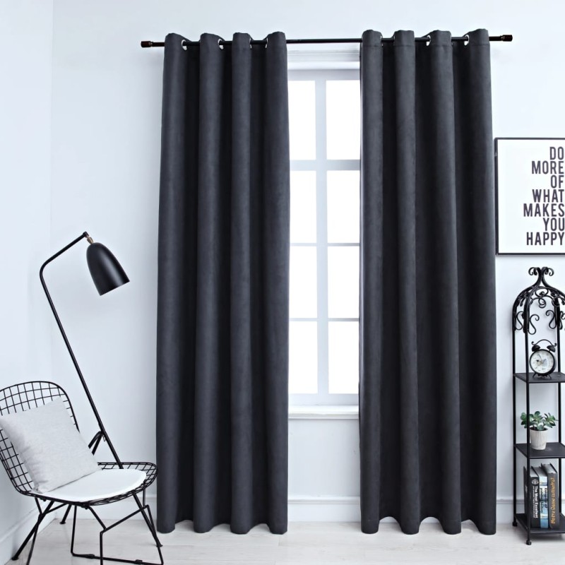 vidaXL Verdunkelungsvorhänge mit Metallösen 2 Stk. Anthrazit 140x245 cm vidaXL Verdunkelungsvorhänge mit Metallösen 2 Stk. Anthrazit 140x245 cm