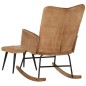 Schaukelstuhl mit Hocker Braun Vintage Canvas Schaukelstuhl mit Hocker Braun Vintage Canvas