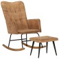 Schaukelstuhl mit Hocker Braun Vintage Canvas Schaukelstuhl mit Hocker Braun Vintage Canvas
