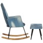 Schaukelsessel mit Hocker Blau Denim Patchwork Canvas Schaukelsessel mit Hocker Blau Denim Patchwork Canvas