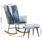 Schaukelsessel mit Hocker Blau Denim Patchwork Canvas Schaukelsessel mit Hocker Blau Denim Patchwork Canvas