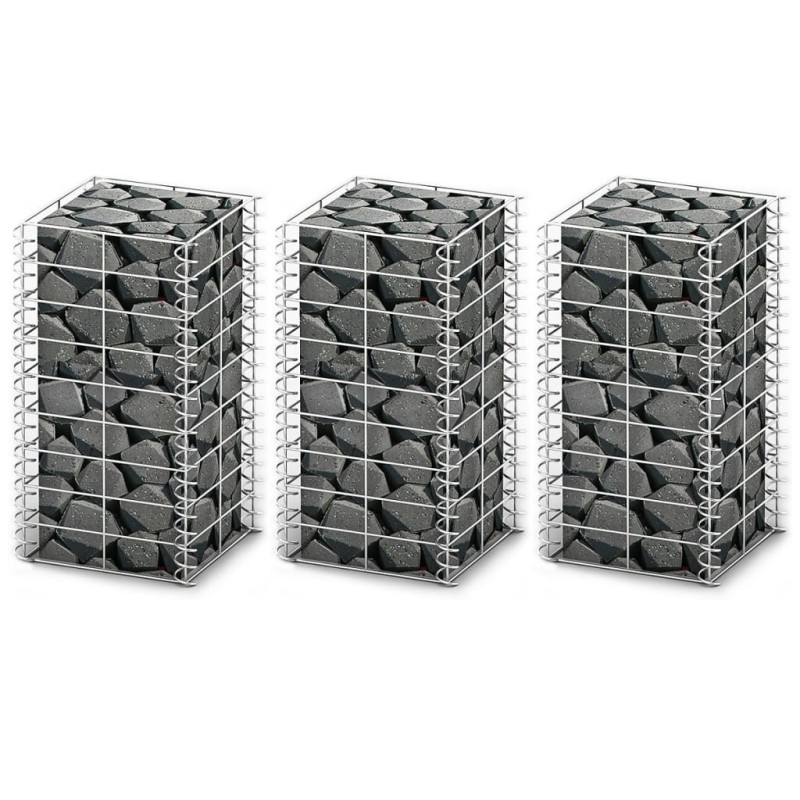 vidaXL Gabionen-Set 3-tlg. Verzinkter Draht 25×25×50 cm vidaXL Gabionen-Set 3-tlg. Verzinkter Draht 25×25×50 cm