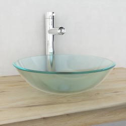 vidaXL Waschbecken Hartglas 42 cm Mattiert