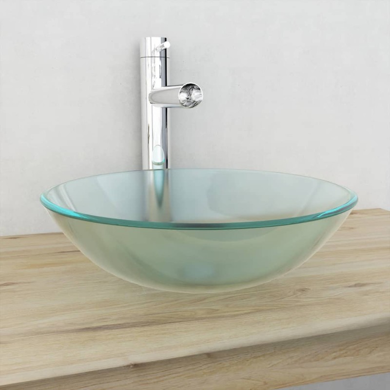 vidaXL Waschbecken Hartglas 42 cm Mattiert vidaXL Waschbecken Hartglas 42 cm Mattiert