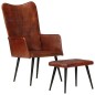 Ohrensessel mit Hocker Braun Echtleder Ohrensessel mit Hocker Braun Echtleder