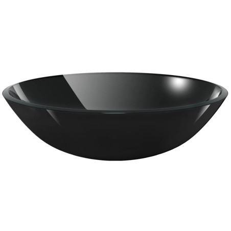 vidaXL Waschbecken Hartglas 42 cm schwarz
